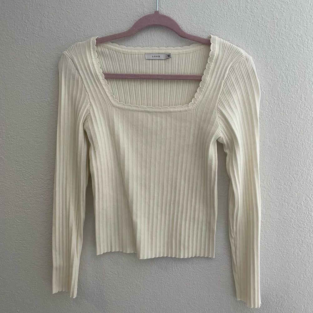 Lush Cream Ribbed Sweater NWOT 🤍
